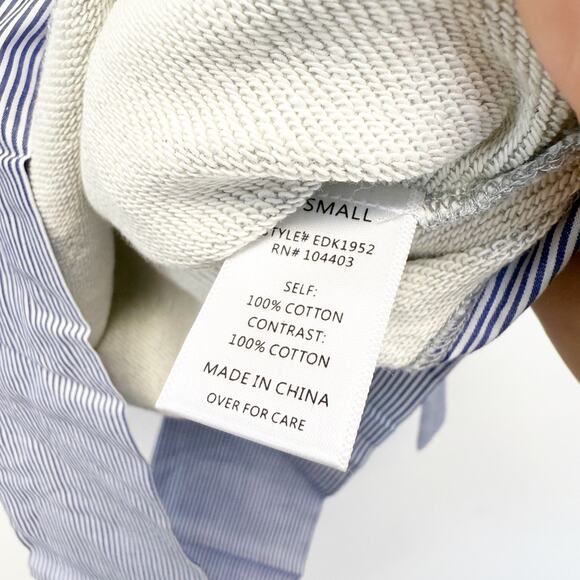 Evidnt Los Angeles for Anthropologie Gray Heather Blue Striped Detail Sweater XS - Picture 3 of 4